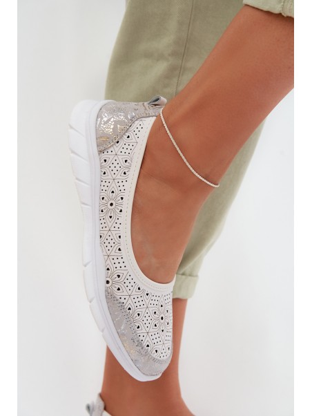 Leather Openwork Ballerinas S.Barski GR61-5973 White