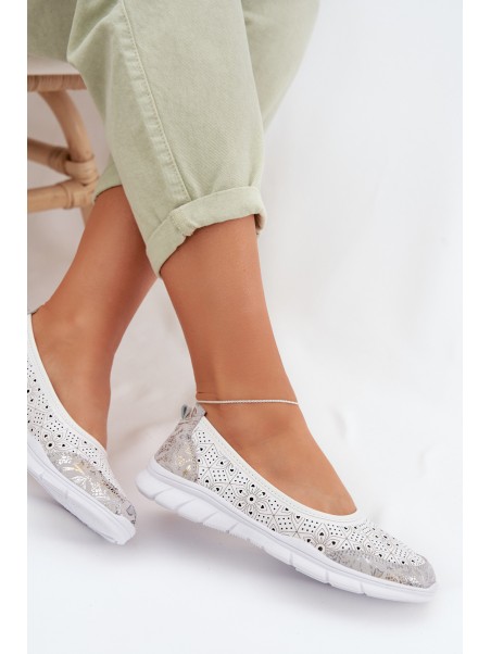 Leather Openwork Ballerinas S.Barski GR61-5973 White