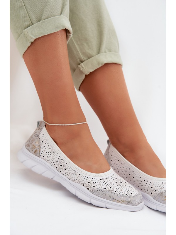 Leather Openwork Ballerinas S.Barski GR61-5973 White
