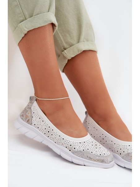 Leather Openwork Ballerinas S.Barski GR61-5973 White