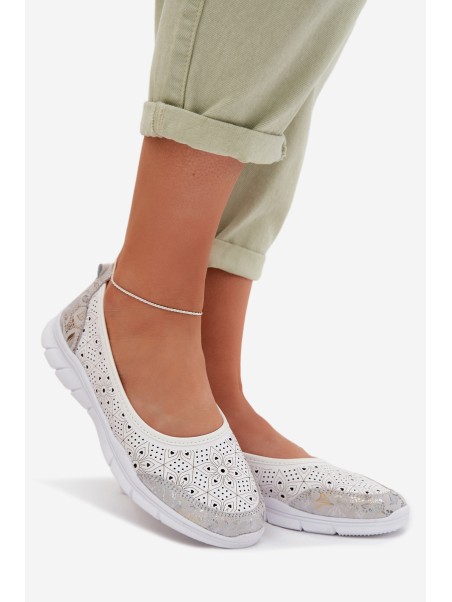 Leather Openwork Ballerinas S.Barski GR61-5973 White