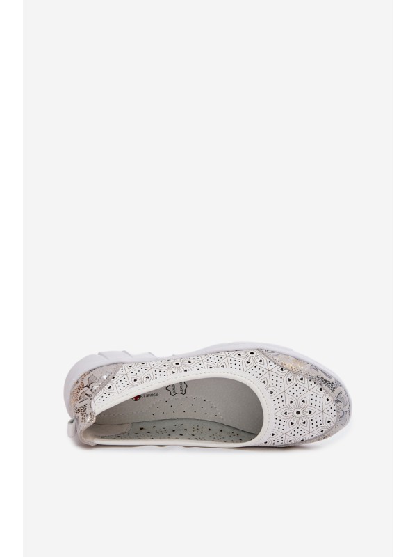 Leather Openwork Ballerinas S.Barski GR61-5973 White