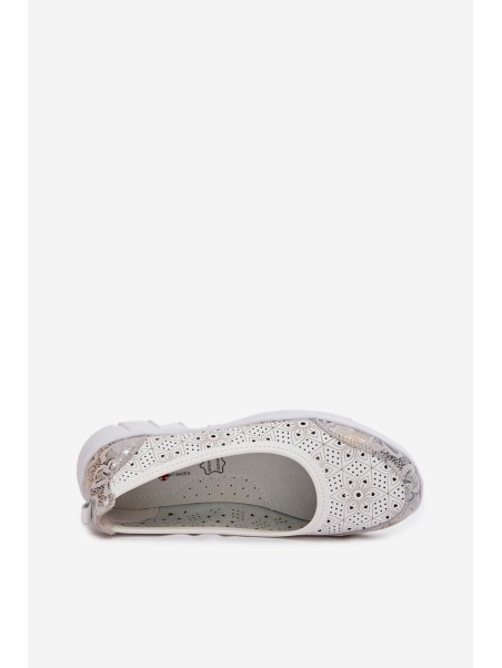 Leather Openwork Ballerinas S.Barski GR61-5973 White