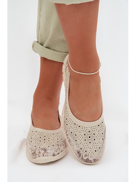 Leather Openwork Ballerinas S.Barski GR61-5973 Beige 2