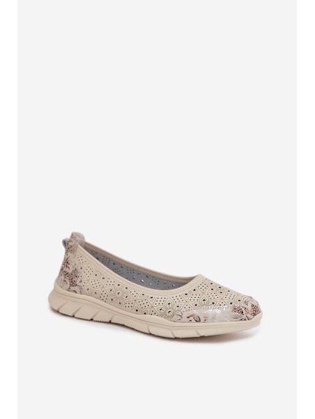 Leather Openwork Ballerinas S.Barski GR61-5973 Beige
