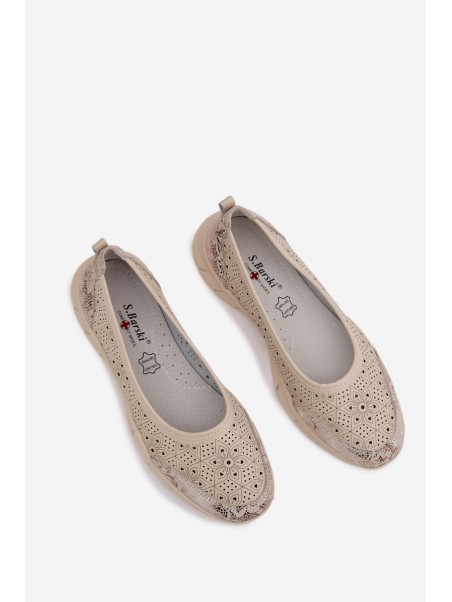 Leather Openwork Ballerinas S.Barski GR61-5973 Beige