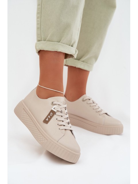 Women's Sneakers Made of Genuine Leather D&A GR61-5591 Beige 2