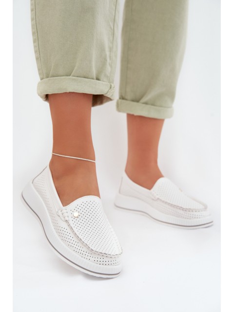 Women's Leather Loafers S.Barski GR61-5980 White 2