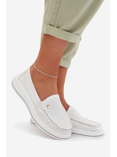 Women's Leather Loafers S.Barski GR61-5980 White