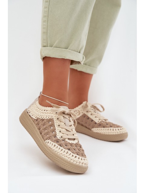 Leather Backpacks Women's Loafers D&A GR61-5951 Beige