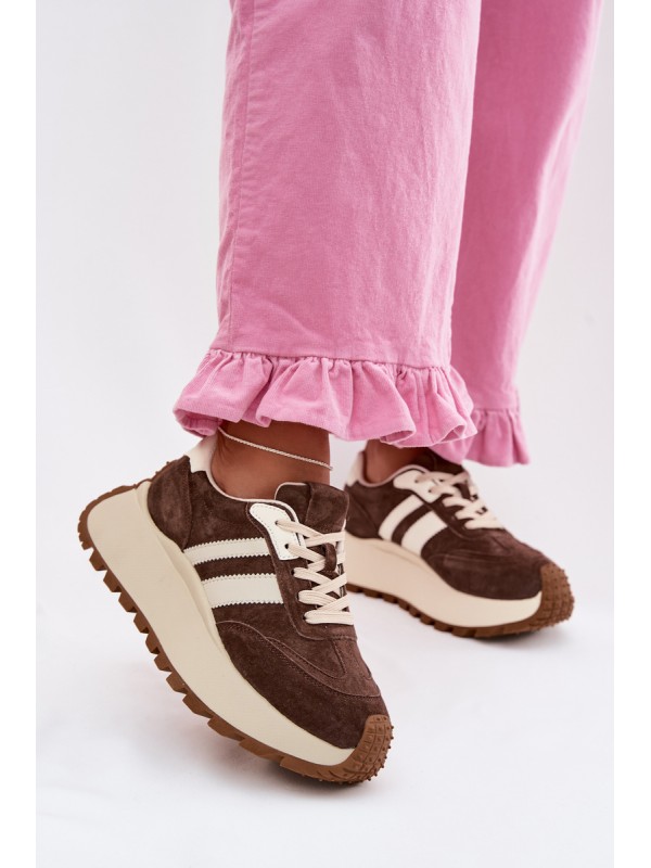 Suede Sneakers on a Massy Platform D&A GR61-5986 Chocolate
