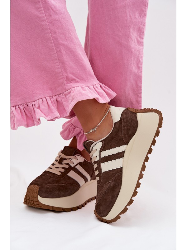 Suede Sneakers on a Massy Platform D&A GR61-5986 Chocolate 2