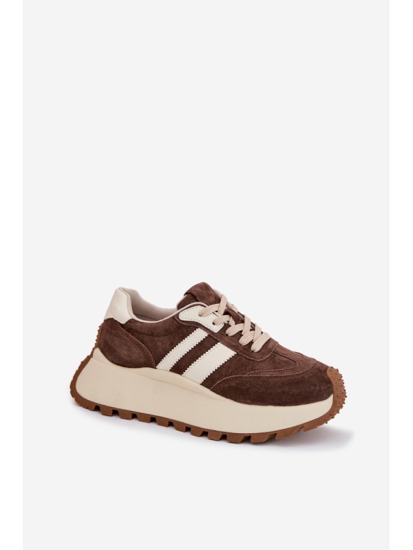 Suede Sneakers on a Massy Platform D&A GR61-5986 Chocolate