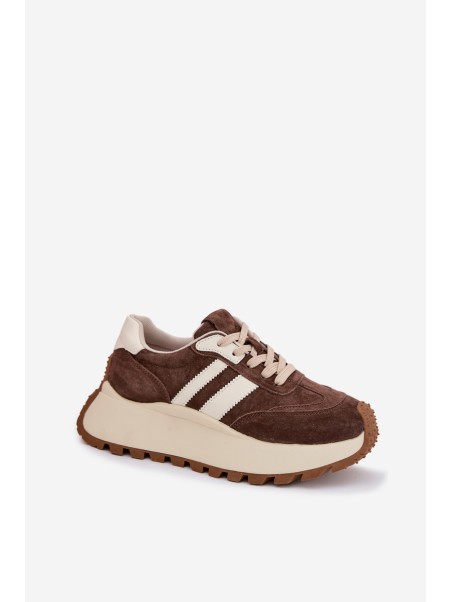 Suede Sneakers on a Massy Platform D&A GR61-5986 Chocolate