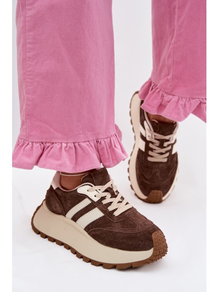 Suede Sneakers on a Massy Platform D&A GR61-5986 Chocolate