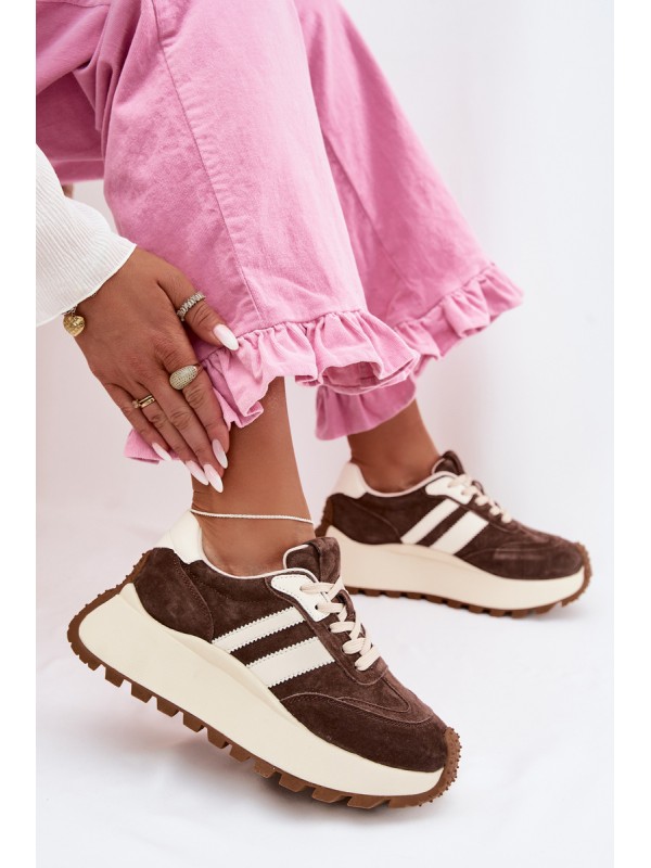 Suede Sneakers on a Massy Platform D&A GR61-5986 Chocolate