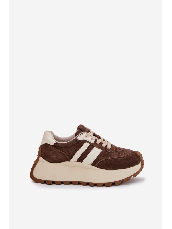 Suede Sneakers on a Massy Platform D&A GR61-5986 Chocolate