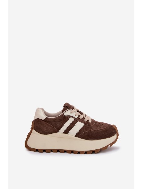 Suede Sneakers on a Massy Platform D&A GR61-5986 Chocolate