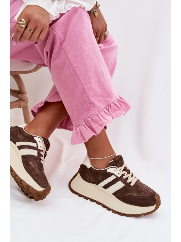 Suede Sneakers on a Massy Platform D&A GR61-5986 Chocolate