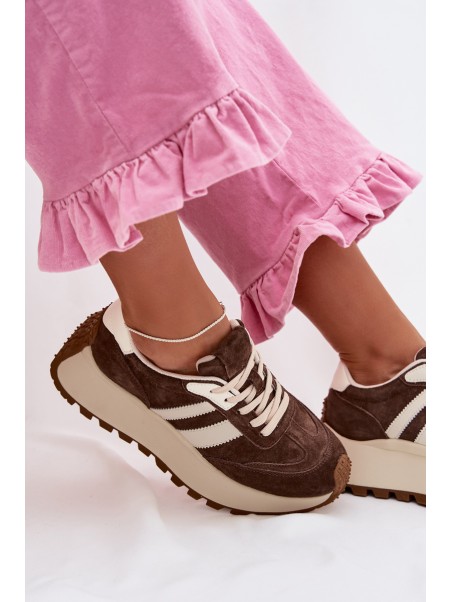 Suede Sneakers on a Massy Platform D&A GR61-5986 Chocolate