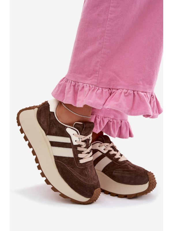 Suede Sneakers on a Massy Platform D&A GR61-5986 Chocolate