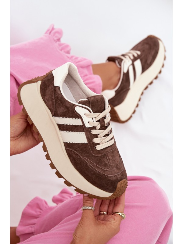 Suede Sneakers on a Massy Platform D&A GR61-5986 Chocolate