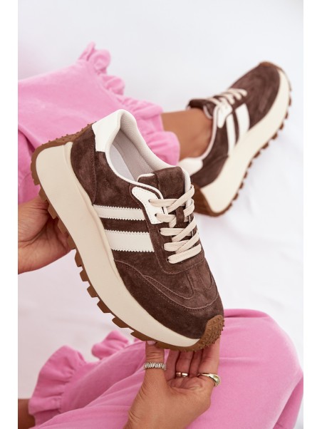 Suede Sneakers on a Massy Platform D&A GR61-5986 Chocolate