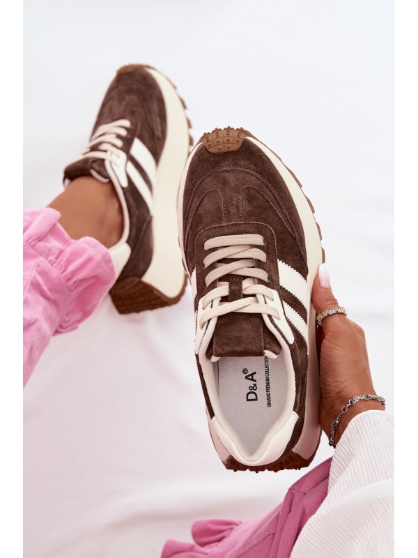 Suede Sneakers on a Massy Platform D&A GR61-5986 Chocolate