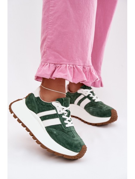 Suede Sneakers With Thick Platform D&A GR61-5986 Green