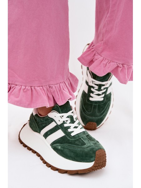 Suede Sneakers With Thick Platform D&A GR61-5986 Green