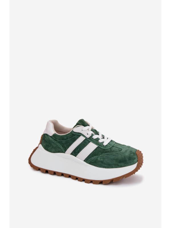 Suede Sneakers With Thick Platform D&A GR61-5986 Green