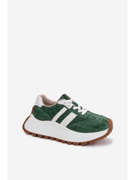 Suede Sneakers With Thick Platform D&A GR61-5986 Green