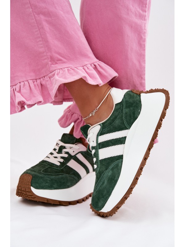 Suede Sneakers With Thick Platform D&A GR61-5986 Green