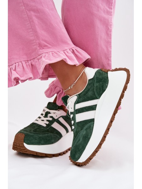 Suede Sneakers With Thick Platform D&A GR61-5986 Green