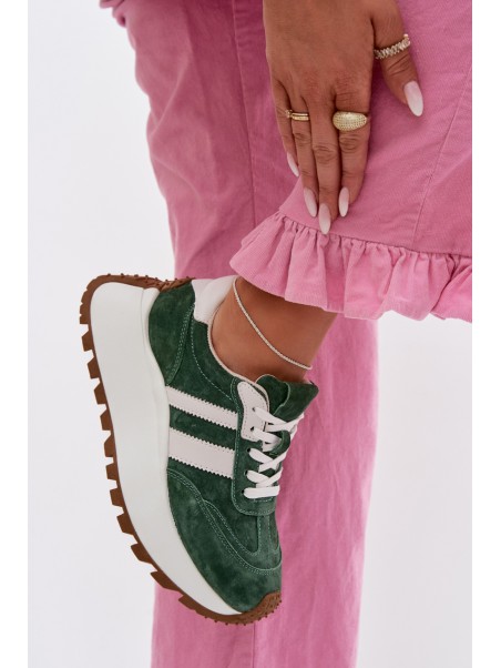 Suede Sneakers With Thick Platform D&A GR61-5986 Green