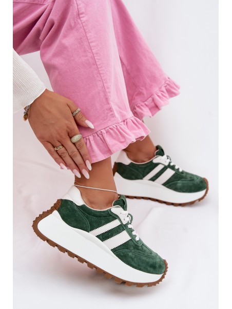 Suede Sneakers With Thick Platform D&A GR61-5986 Green