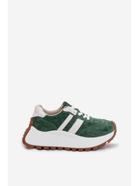 Suede Sneakers With Thick Platform D&A GR61-5986 Green