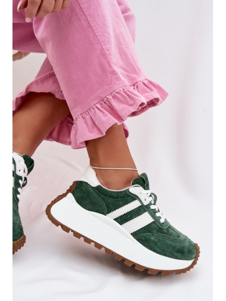 Suede Sneakers With Thick Platform D&A GR61-5986 Green
