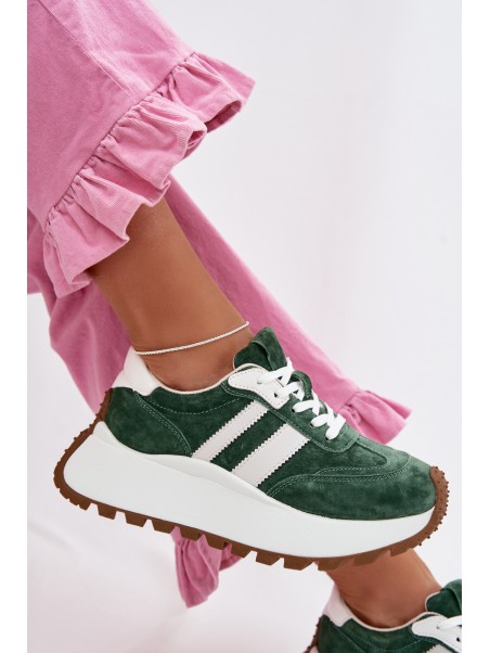 Suede Sneakers With Thick Platform D&A GR61-5986 Green