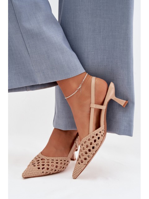 Women's Beige Woven Heeled Sandals Selinae 2