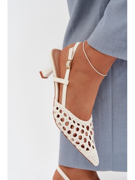 Women's Gold Woven Heeled Sandals Selinae