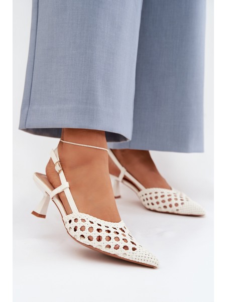 Women's Gold Woven Heeled Sandals Selinae