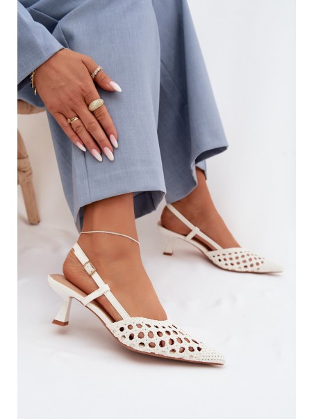 Women's Gold Woven Heeled Sandals Selinae