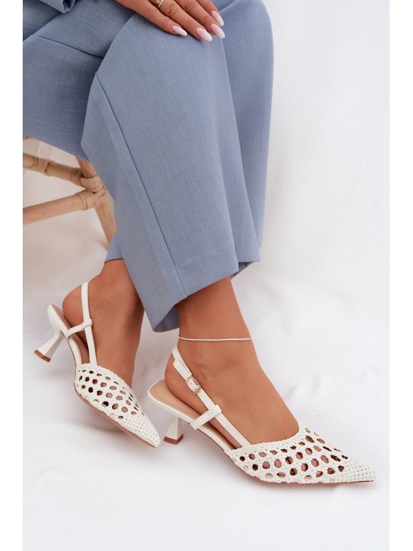 Women's Gold Woven Heeled Sandals Selinae