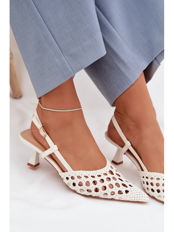 Women's Gold Woven Heeled Sandals Selinae