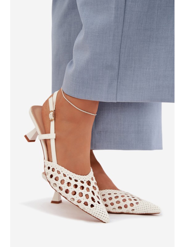 Women's Gold Woven Heeled Sandals Selinae