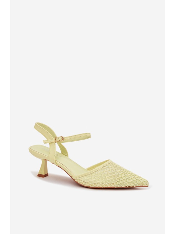 Women's Heeled Sandals With Mesh Yellow Brilora