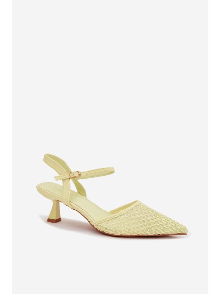 Women's Heeled Sandals With Mesh Yellow Brilora