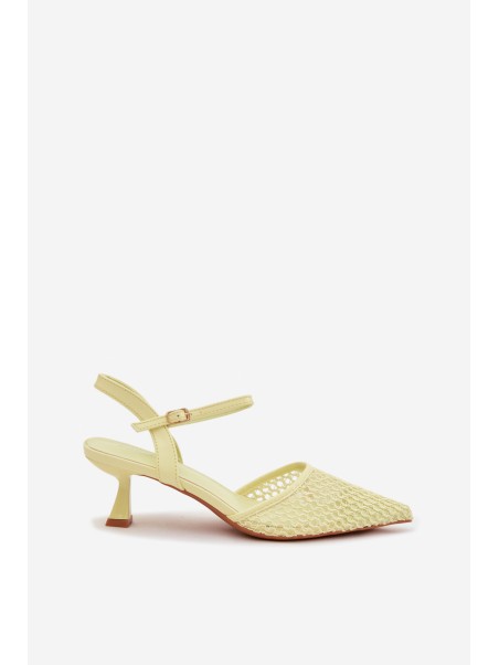 Women's Heeled Sandals With Mesh Yellow Brilora