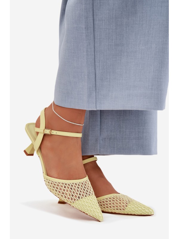 Women's Heeled Sandals With Mesh Yellow Brilora